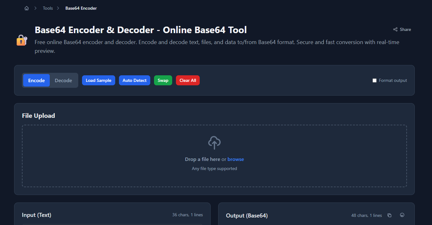 GoGood.dev Base64 Encoder with a client_id:client_secret string entered for HTTP Basic Auth encoding